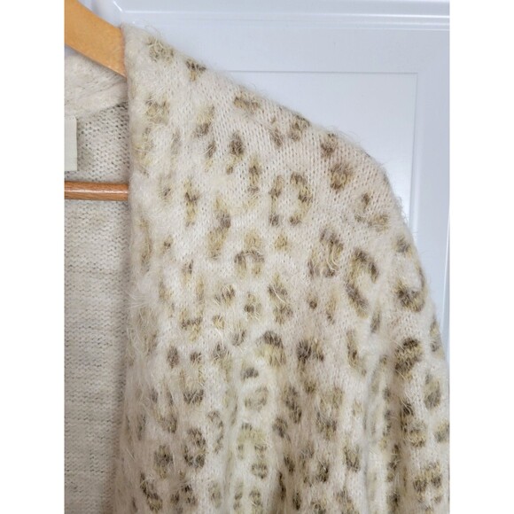 Cynthia Rowley Animal Print Eyelash Open Front Cardigan Sweater Size XL - Picture 4 of 7